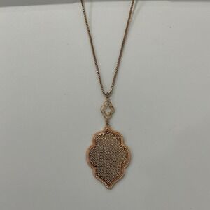 Moroccan Gold Filigree Quatrefoil Statement Long Chain Pendant Necklace Boho 18"